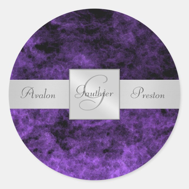 Purple Haze Monogram Wedding Sticker (Front)