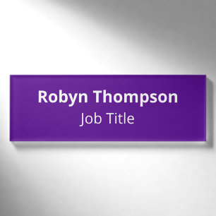 Purple HD Acrylic Name Tag Magnetic Professional