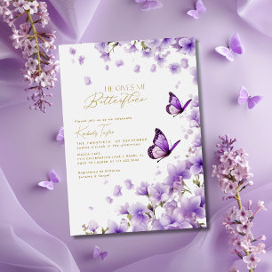 Purple He Gives Me Butterflies Bridal Shower Invitation