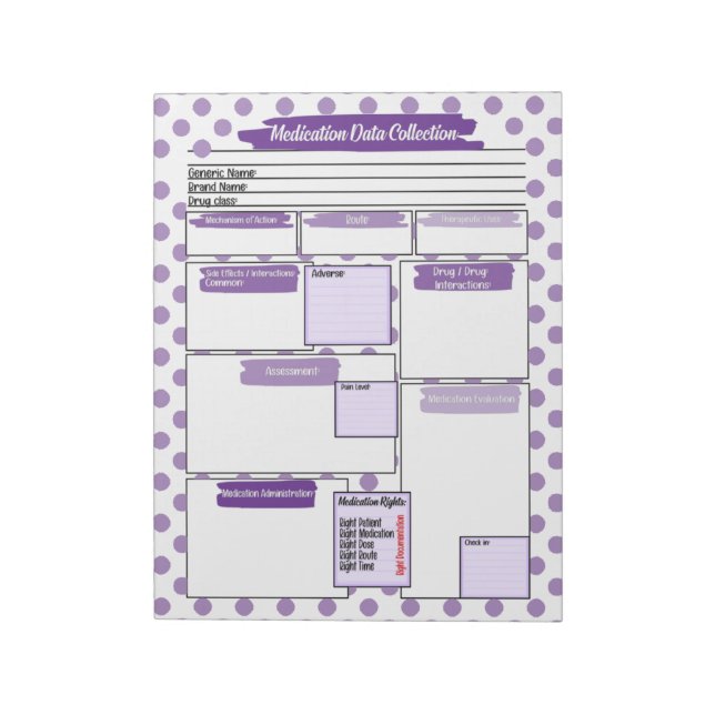 Purple Healthcare Student Medication Template  Notepad (Rotated)