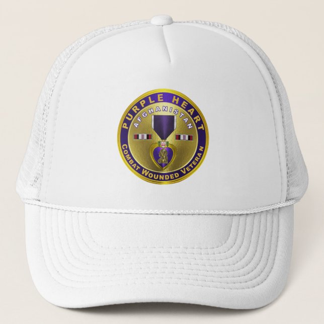 Purple Heart AFGHANISTAN Trucker Hat (Front)