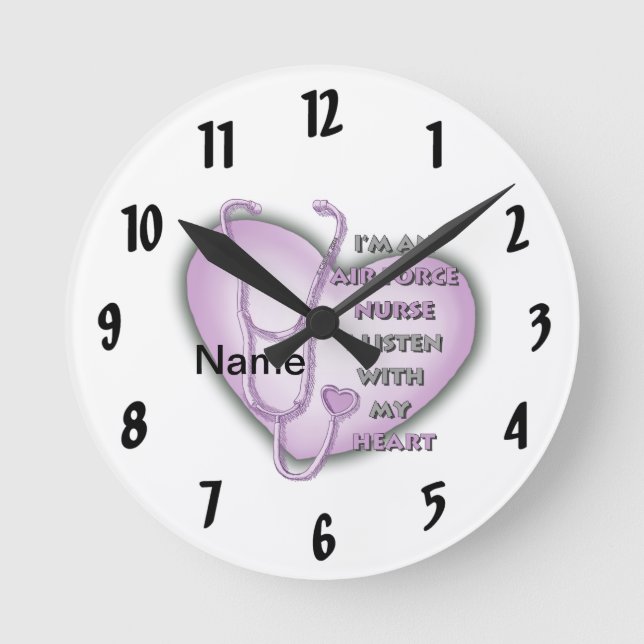 Purple Heart Air Force Nurse Round Clock (Front)