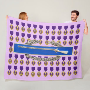PURPLE HEART and COMBAT INFANTRYMAN'S BADGE Fleece Blanket