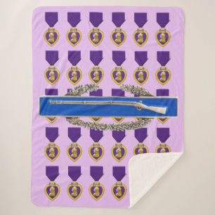 PURPLE HEART and COMBAT INFANTRYMAN'S BADGE Sherpa Blanket