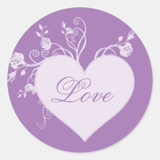 Purple Heart and Roses Love Stickers