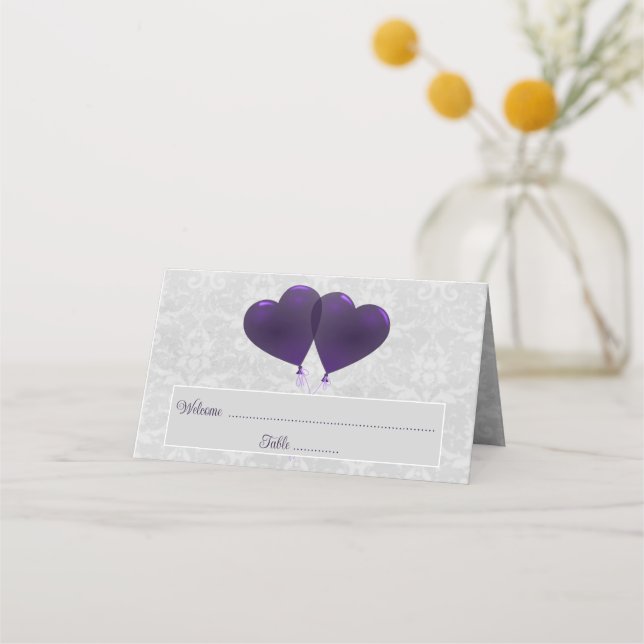 Purple Heart Balloons Reception Place Card (Front)