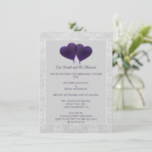 Purple Heart Balloons Rehearsal Dinner Invitation