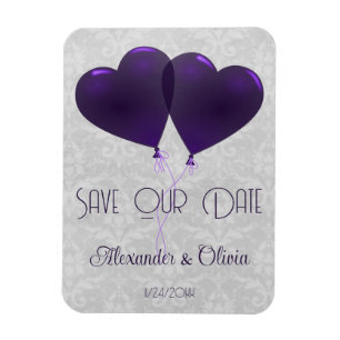 Purple Heart Balloons Save The Date Magnet