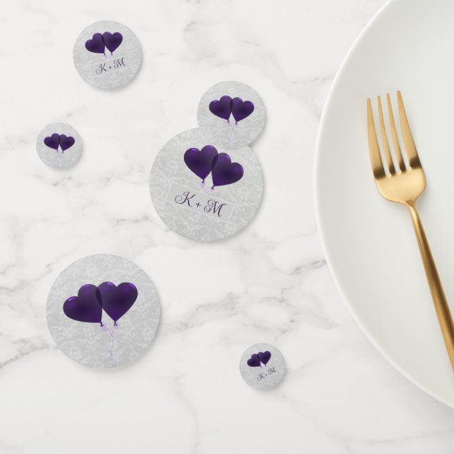 Purple Heart Balloons Wedding Confetti (Group)