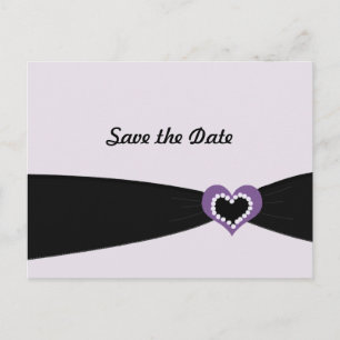 Purple Heart Black Ribbon Save the Date Announcement Postcard