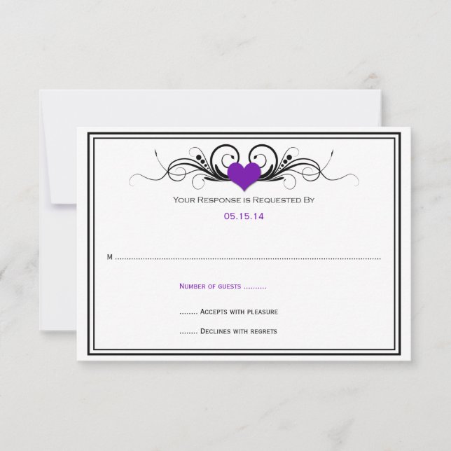 Purple Heart Black Swirls RSVP (Front)