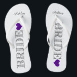 Purple Heart Bride's Thongs<br><div class="desc">Fun,  custom wedding flip flops</div>