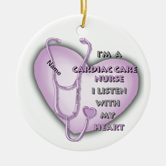 Purple Heart Cardiac Care nurse  Ceramic Ornament (Front)
