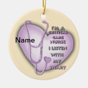 Purple Heart Care Nurse Ceramic Ornament