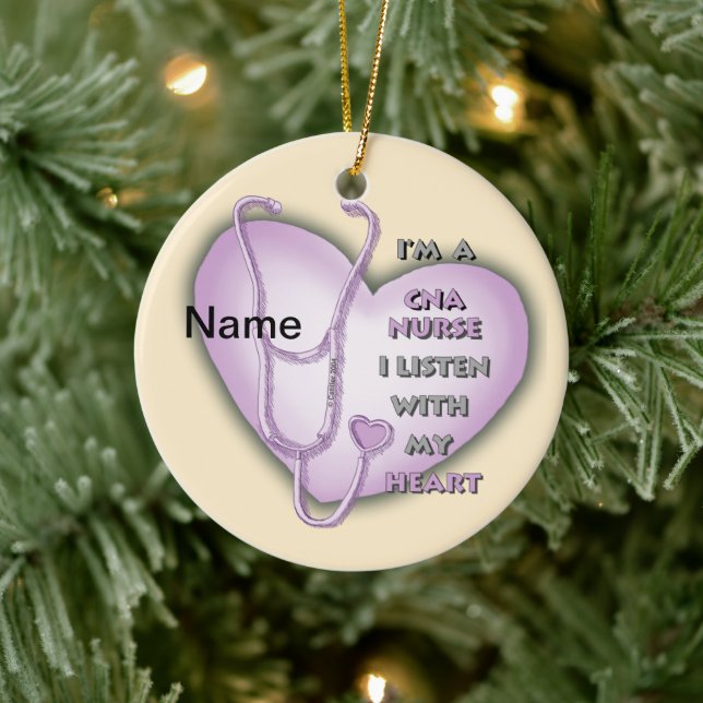 Purple Heart CNA Nurse Ceramic Tree Decoration (Tree)
