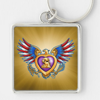 Purple Heart Design Key Ring