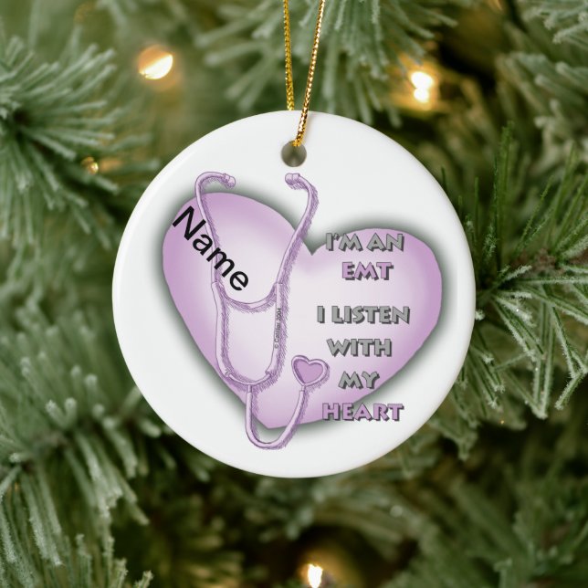 Purple Heart EMT Ceramic Ornament (Tree)