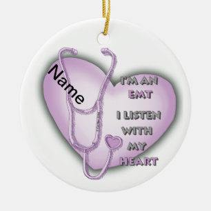 Purple Heart EMT Ceramic Ornament