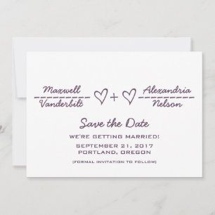 Purple Heart Equation Save the Date Invite