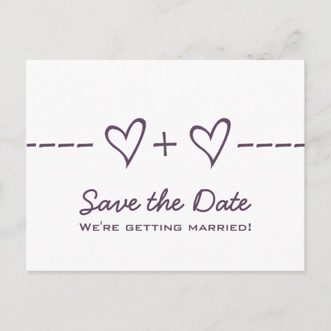 Purple Heart Equation Save the Date Postcard (Front)