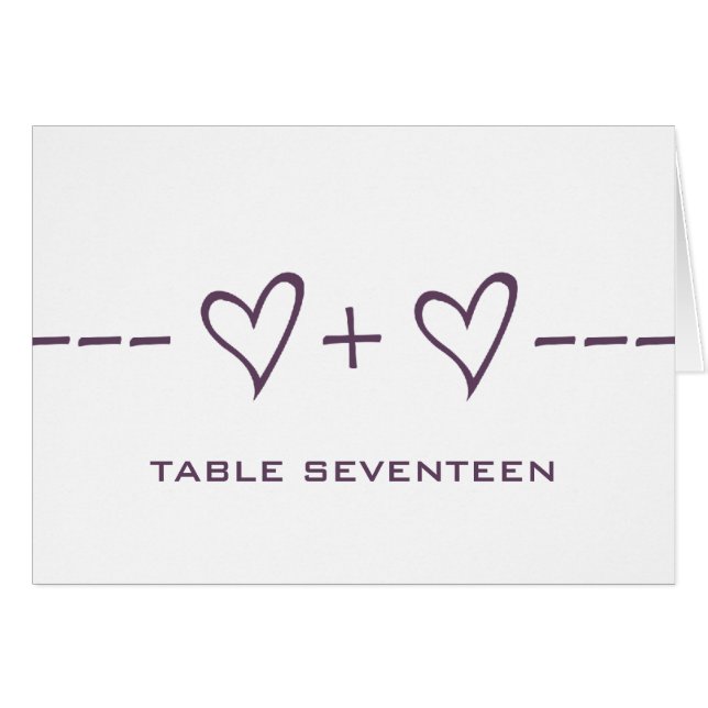 Purple Heart Equation Table Number Card (Front Horizontal)