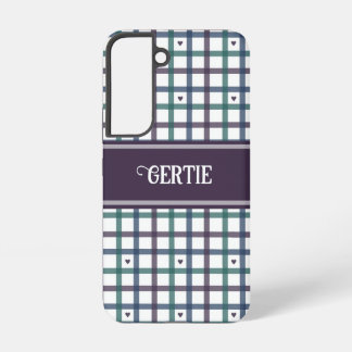 Purple Heart Gingham Samsung Galaxy Case