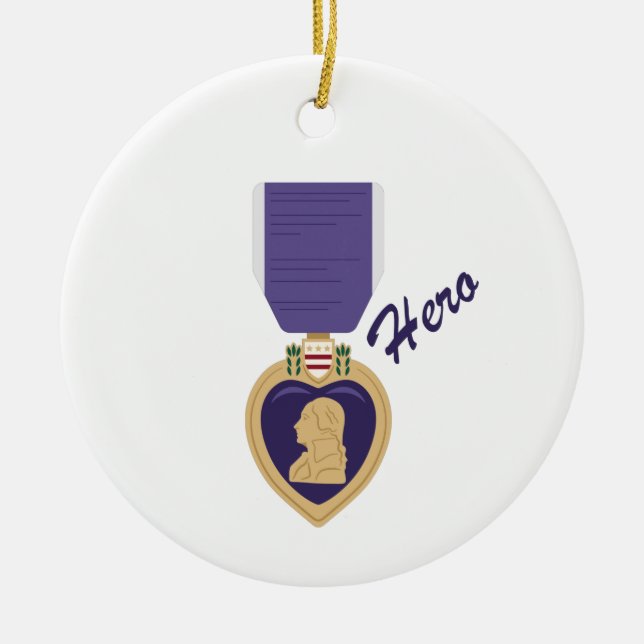 Purple Heart Hero Ceramic Ornament (Front)