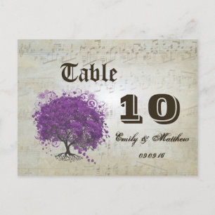 Purple Heart Leaf Tree Table Number Postcard