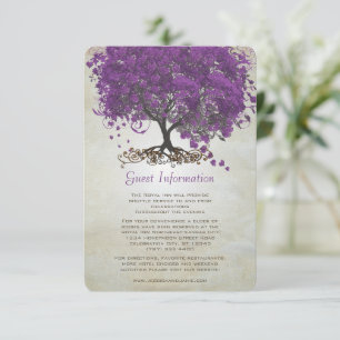 Purple Heart Leaf Tree Wedding Information Card