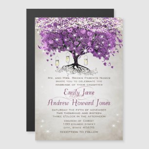 Purple Heart Leaf Tree Wedding Invitations