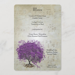 Purple Heart Leaf Tree Wedding Menu