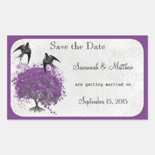 Purple Heart Leaf Tree Weddings Rectangular Sticker