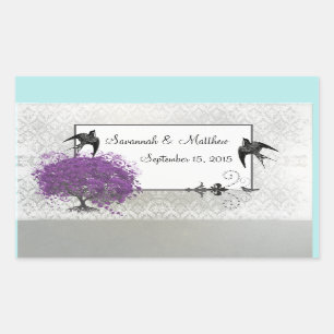 Purple Heart Leaf Tree Weddings Rectangular Sticker