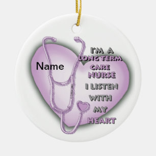 Purple Heart Long Term Care Nurse Ceramic Ornament