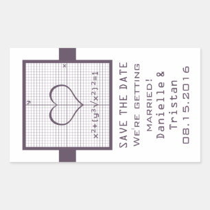 Purple Heart Math Graph Save the Date Stickers