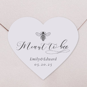 Purple Heart Meant to Bee Wedding Honey Jar Favour Sticker