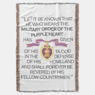 Purple Heart Medal Throw Blanket