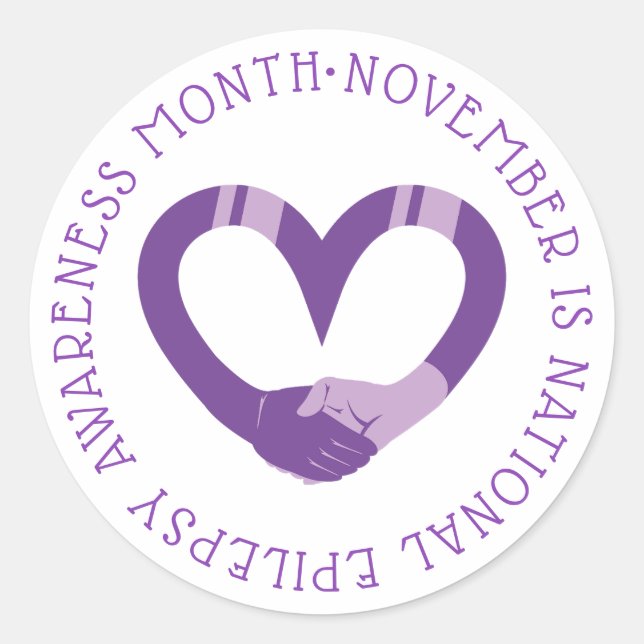 Purple Heart National Epilepsy Awareness Month  Classic Round Sticker (Front)