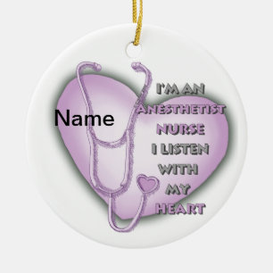 Purple Heart Nurse Anaesthetist Ceramic Tree Decoration
