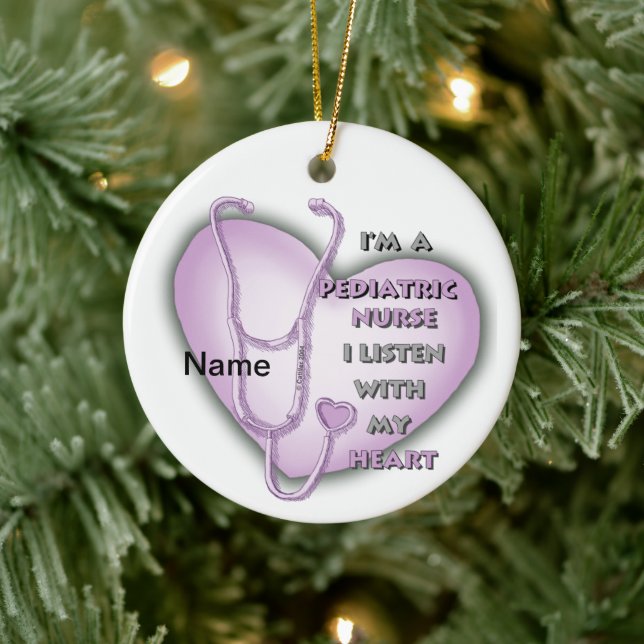 Purple Heart Paediatrics Nurse Ceramic Ornament (Tree)