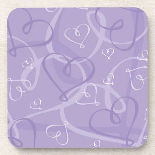 Purple heart pattern coaster