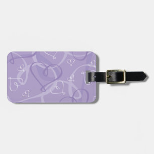 Purple heart pattern luggage tag