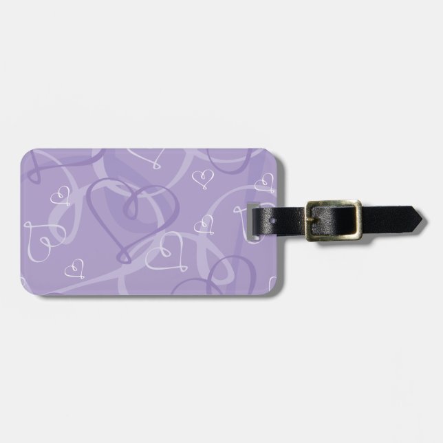Purple heart pattern luggage tag (Front Horizontal)