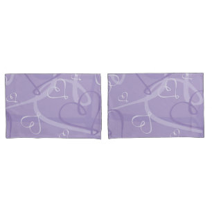 Purple heart pattern pillowcase