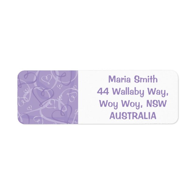 Purple heart pattern return address label (Front)