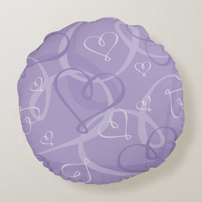 Purple heart pattern round cushion (Back)