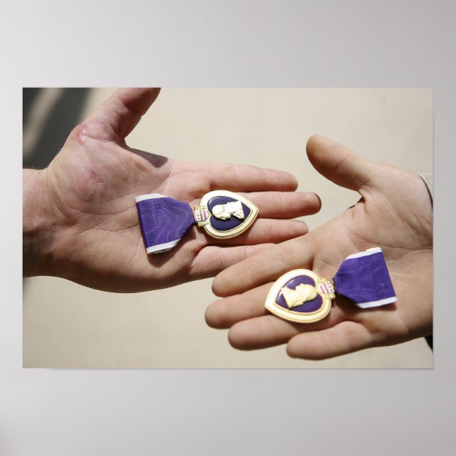 Purple Heart recipients display their medals Poster (Front)