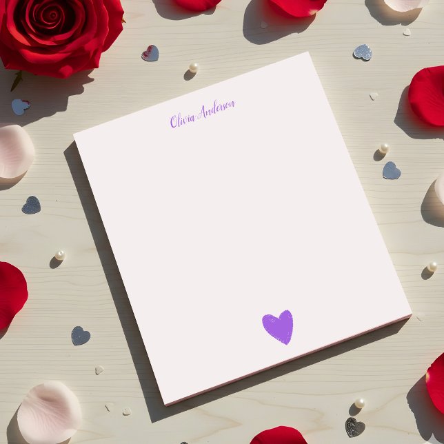 Purple Heart Valentine's Day Personalized Name Notepad (Creator Uploaded)