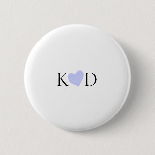 Purple heart watercolor pastel couple name letter 6 cm round badge
