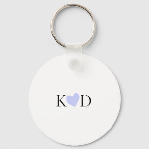 Purple heart watercolor pastel couple name letter key ring